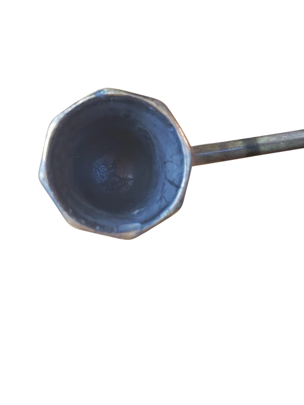 Vntg Brass Octagonal Candle Snuffer with Finger Loop